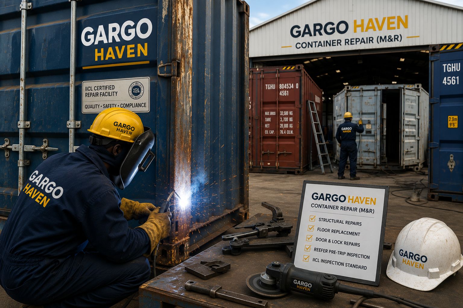 Container repair workshop